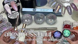 aliexpress nail haul  swarovski gel polish reflective glitter ✨ [upl. by Deys]