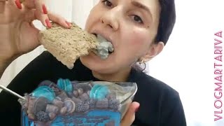 Shortbread clay cookies with blue Uzbek clay paste eating ASMR mukbang crunch [upl. by Sibbie]