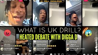 Digga D cgm Full Heated Debate With Americans About UK Drill Music Calls Out Fake Rappers amp More [upl. by Cofsky612]