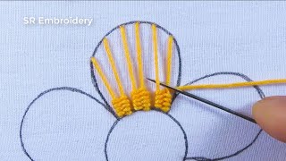 Hand Embroidery Most Super Unique Flower Embroidery Design Needlepoint Art With Easy Sewing Tutorial [upl. by Evered]