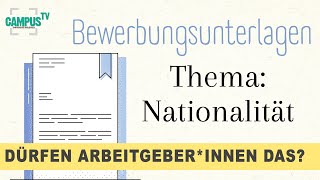 Dürfen Arbeitgeberinnen das Nationalität in der Bewerbung  Campus TV Uni Bielefeld [upl. by Imoen705]