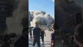 Footage shows the moment the Israeli army targets a residential area in the Lebanese capital [upl. by Htehpaj]