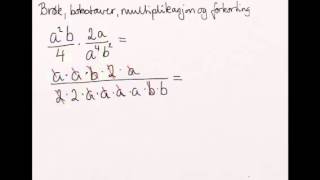 Multiplikasjon og forkorting av brøk med bokstavar [upl. by Dannica]