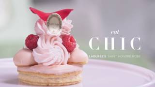 How Ladurée Makes its Signature Saint Honoré Rose Dessert  Eat Chic  Harpers BAZAAR [upl. by Veedis]