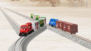 Weird Rail Tracks vs Trains crossingBeamng Drive [upl. by Ttesil]