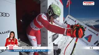 Mirjam Puchner 🇦🇹  St Moritz  womens downhill Dec 9 2023 weareskiing sheskis atomic [upl. by Scarface]