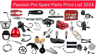 Passion pro bike body parts price List 2024 पैशन प्रो बाइक के बॉडी आइटम की प्राइस passion pro bike [upl. by Solomon]