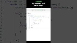 🎯Leetcode 169🔥coding searchalgorithm problemsolvingleetcode [upl. by Adiahs297]