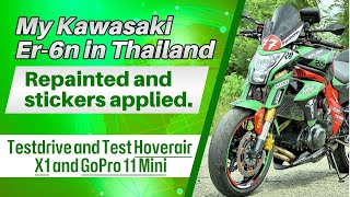 My Kawasaki Er6n in Thailand  Testdrive and Test Hoverair X1 and GoPro 11 Mini [upl. by Eyram260]