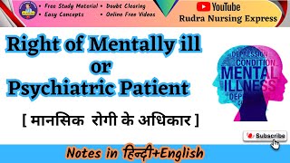 Rights of Psychiatric Patient  Rights of Mentally Ill Patient  Mental Health Nursing [upl. by Attenyw942]