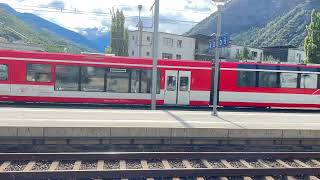 RE42 nach Andermatt abfahrt in Visp [upl. by Sidnarb963]