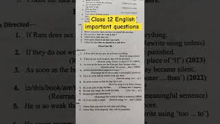 Class 12 English Important Questions 2025 board exam boardexam class [upl. by Hada]