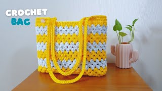 Super Easy Crochet Tote Bag  Crochet Shoulder Bag Super Neat  ViVi Berry Crochet [upl. by Einrae156]