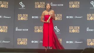 Ayo Edebiri Best TV Comedy Actress The Bear 2024 Golden Globes press room [upl. by Lomaj]