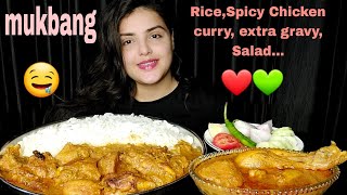 MUKBANG EATING SHOW  Spicy Chicken Curry Rice Extra Gravy Salad ASMR [upl. by Demmahum995]