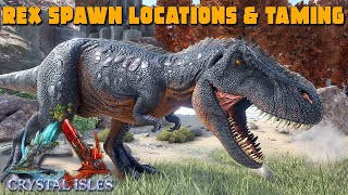 ARK Crystal Isles  MOST COMMON Rex Spawn Locations amp TAMING [upl. by Airad]