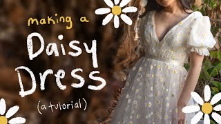 Making a Daisy Dress  a cottagecore dress tutorial [upl. by Yahc872]