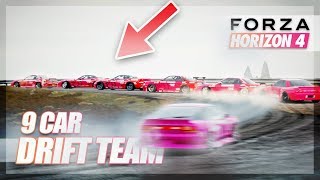 Forza Horizon 4  We Attempt a 9 CAR Drift Team Tandem [upl. by Beora]