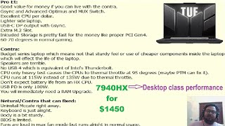 1500 Desktop Class CPU in an affordable laptop ft Asus TUF A16  Short Summary in Description [upl. by Yllen]