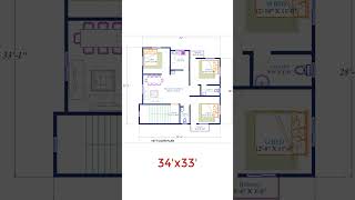 34x33 ground 1st floor  house plan floorplan short [upl. by Hametaf]