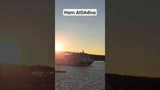 Horn  Typhon Kreuzfahrtschiff AIDAdiva Auslaufen aus Oslo AIDA Cruises Cruise Ship [upl. by Behl]