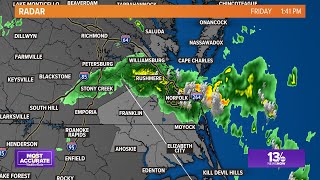 Watch Radar Heavy Rain Moves into Some Areas of North Carolina and Hampton Roads [upl. by Morell]