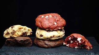 NYC Cookies  Levain Copycat Red Velvet Chocolate Chip Walnut amp Double Chocolate Chip Cookies [upl. by Adlai]