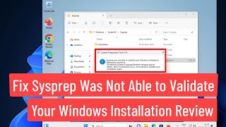 Fix Sysprep Was Not Able to Validate Your Windows Installation Review the Log File [upl. by Feirahs]