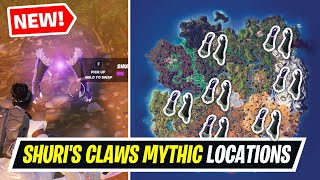 Fortnite All NEW MYTHIC Shuris Claws locations Gameplay  Where to Find Black Panther Claws Mythic [upl. by Adna405]