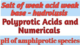 Ionic equilibrium L10 by Sandeep Dan  Salt of WAWB polyprotic acid pH of amphiprotic species [upl. by Sharity]