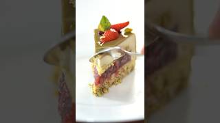 Strawberry Pistachio Entremet shorts chef cake youtubeshorts food [upl. by Herta]