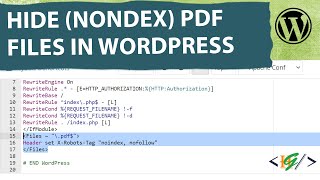 How to Hide Noindex PDF Files in WordPress  Prevent PDF File from Search Engines [upl. by Gaiser]