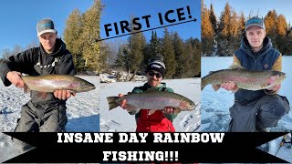 INSANE FIRST ICE RAINBOW TROUT  15 Fish Day [upl. by Aihsrop]