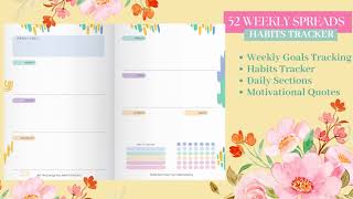 LAURET BLANC 12Months Undated Planner 12 Monthly Spreads 52 Weekly Spreads Habit Tracker Utility [upl. by Sivrad597]