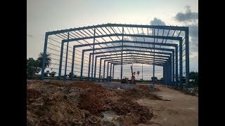 steel structure construction process step by step in site  skelton frameciviltechconstructions [upl. by Rothwell]