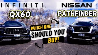 2022 Nissan Pathfinder vs 2022 Infiniti QX60 Which One Should You Buy [upl. by Kinchen517]