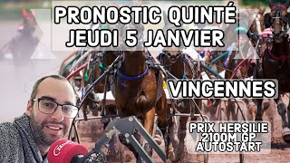 Pronostic Quinté Jeudi 5 Janvier 2023 Vincennes [upl. by Fauver]