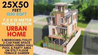 25X50 Feet 1250 sqft House Design  75X15 meter House  A Beautiful Urban Home Bengaluru  ID088 [upl. by Hsinam]