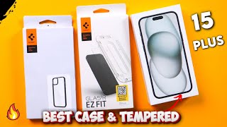 iPhone 15 Plus  Spigen Tempered Glass amp Case⚡Best Screen Protector for iPhone  🔥🔥 [upl. by Nnaeilsel]