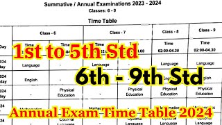 6th to 9th annual exam time table 2024 tamil nadu  6th 7th 8th 9th Annual Exam Timetable 2024 [upl. by Harvie571]