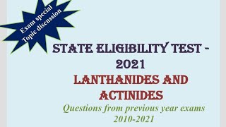 54 SET ChemistryLanthanides and Actinides Previous year questionssolved [upl. by Behah]