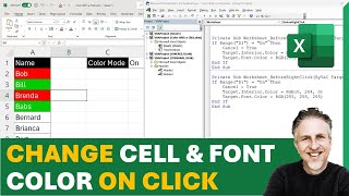 Excel VBA Macro Change Cell amp Font Color With Click DoubleClick or RightClick [upl. by Lowenstern924]