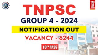 🛑 TNPSC GROUP 4 NOTIFICATION 2024  VACANCY 6244 [upl. by Maridel]