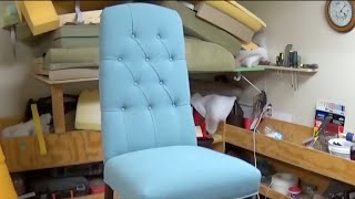 HOW TO REUPHOLSTER A DINING ROOM CHAIR  DIY  ALO upholstery [upl. by Evars787]