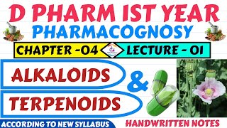 Ch 4  L1 Alkaloids and Terpenoids  Pharmacognosy D pharm 1st year notes based on new syllabus [upl. by Chrisoula]