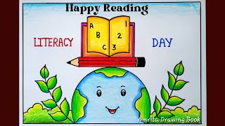 World Literacy Day Drawing  National Education Day poster International Literacy Day Drawing Easy [upl. by Nyladgam]