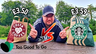 STARBUCKS VS COSTA COFFEE REVIEW Too Good TO Go Magic Bags Challenge  HONEST COFFEE REVIEW [upl. by Jeni770]