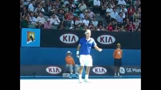 Roger federer Warm upforehand backhand volley smash Australian Open 2009 [upl. by Agnizn281]