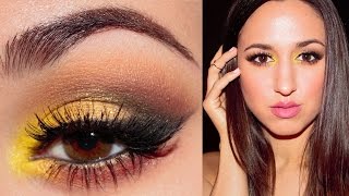 Bold Yellow amp Gold Cat Eye Makeup Tutorial  Jessica Rembish [upl. by Oneg534]