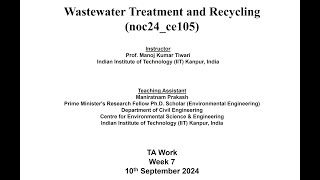 Wastewater Treatment And Recycling week 7 [upl. by Adolpho]